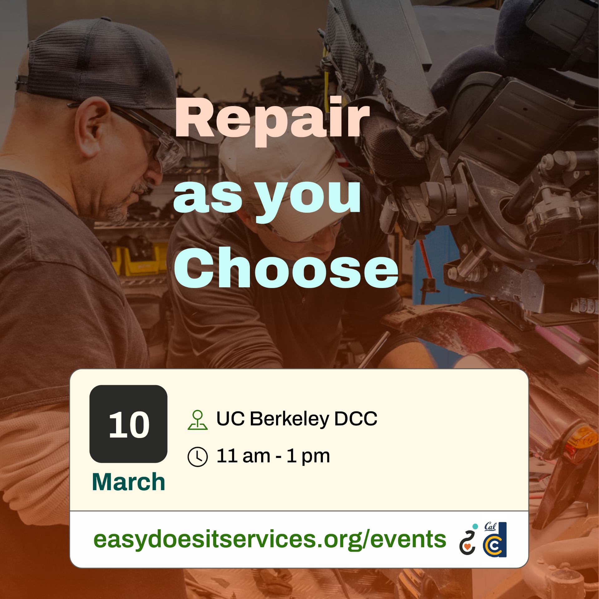 Infographic Reading: Repair as you Choose, March 10, UC Berkeley DCC, 11 am - 1 pm.