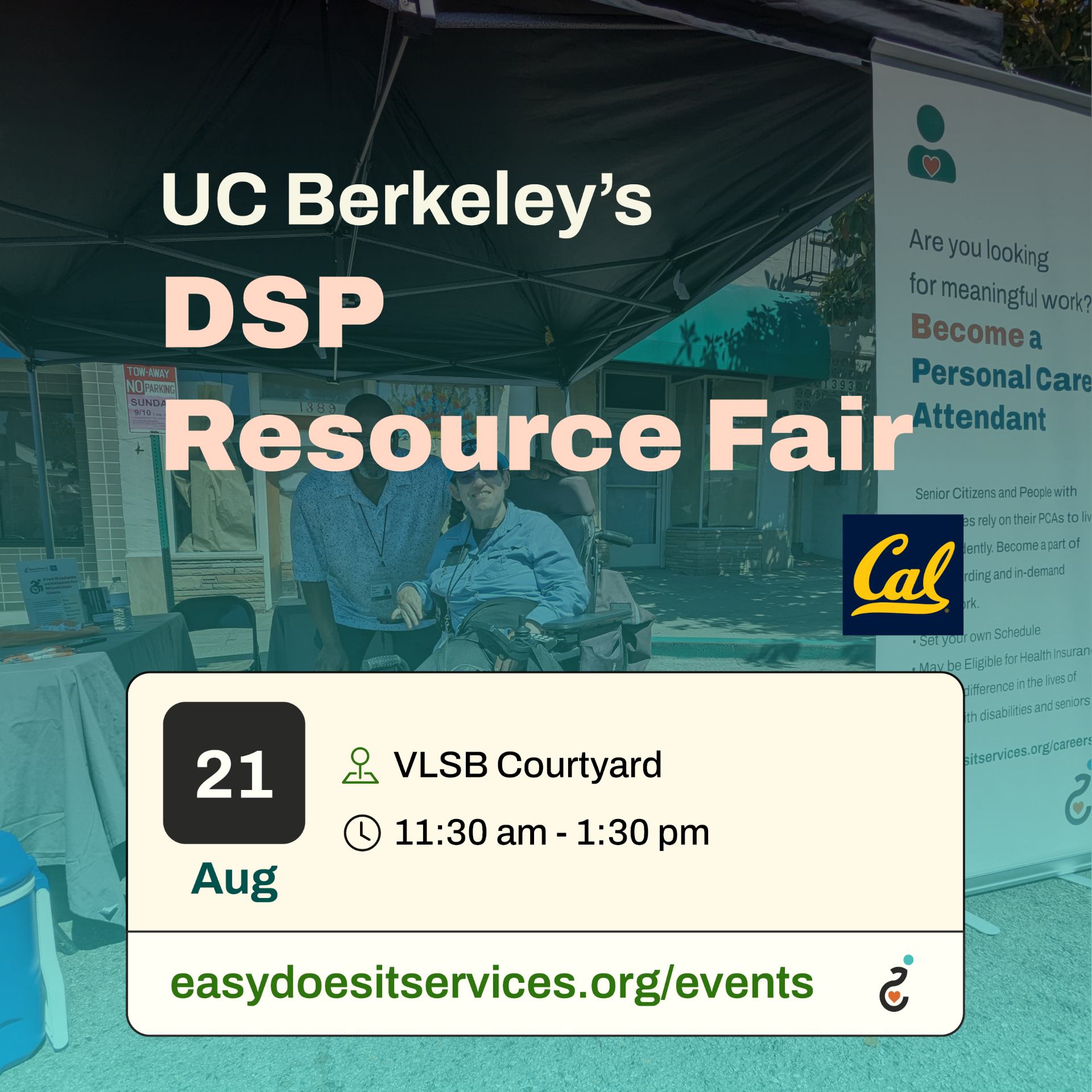 Infographic Reading: UC Berkeley's DSP Resource Fair, August 21, 11:30 am - 1:30 pm.